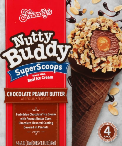 Nutty Buddy Super Scoops Chocolate Peanut Butter Ice Cream Cones 4 Count Perspective: back