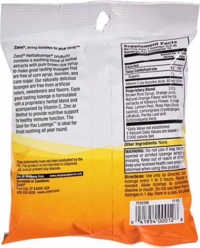 Zand Immunity™ Orange C Herbal Lozenges Perspective: back