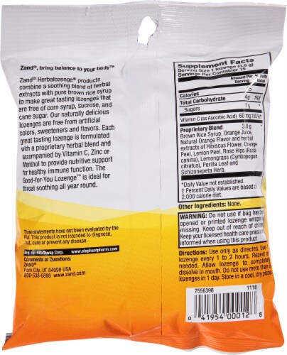 Zand Immunity™ Orange C Herbal Lozenges Perspective: back