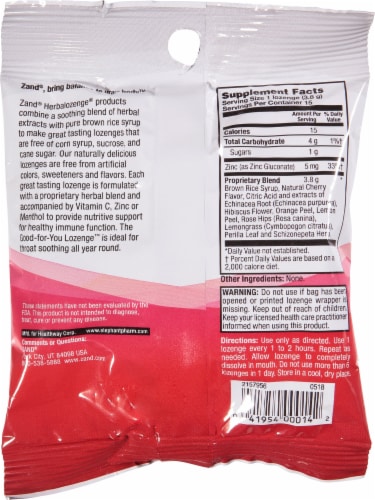 Zand Immunity™ Echinacea Zinc Herbal Lozenge Perspective: back