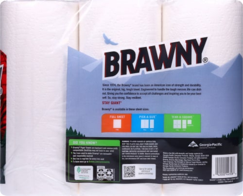 Brawny® Tear-A-Square® Paper Towel Double Rolls Perspective: back