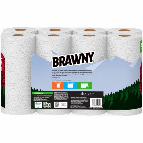 Brawny® Tear-A-Square® Paper Towels 3 Sheet Size Strong Paper Towel Perspective: back
