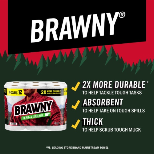 Brawny® Tear-A-Square® 3 Sheet Sizes Paper Towel Double Rolls Perspective: back