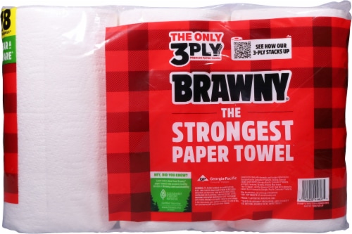Brawny® Tear-a-Square® Paper Towel Triple Rolls Perspective: back