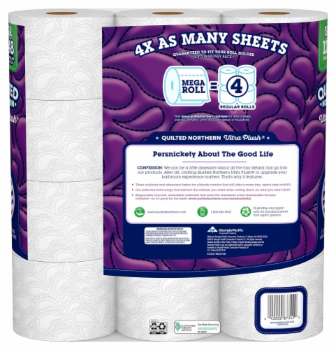 Quilted Northern Ultra Plush Bath Tissue Mega Rolls Toilet Paper Perspective: back