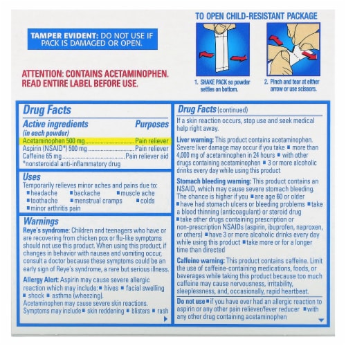 BC™ Max Strength Lemonade Fast Pain Relief Powder Packs Perspective: back