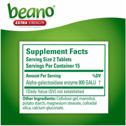 Beano Extra Strength Gas Prevention & Digestive Enzyme Supplement Perspective: back