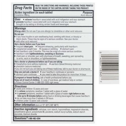 Tagamet Cimetidine Acid Reducer Heartburn Relief Tablets 200mg Perspective: back