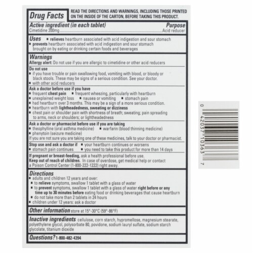 Tagamet Cimetidine Acid Reducer Heartburn Relief Tablets 200mg Perspective: back