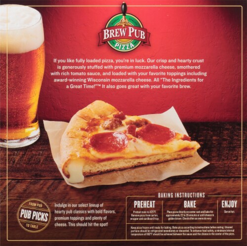 Brew Pub Pizza™ 3 Meat Cheese Stuffed Crust Frozen Pizza Perspective: back