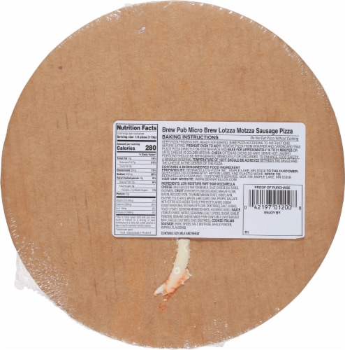 Brew Pub Pizza Lotzza Motzza Sausage Frozen Pizza Perspective: back
