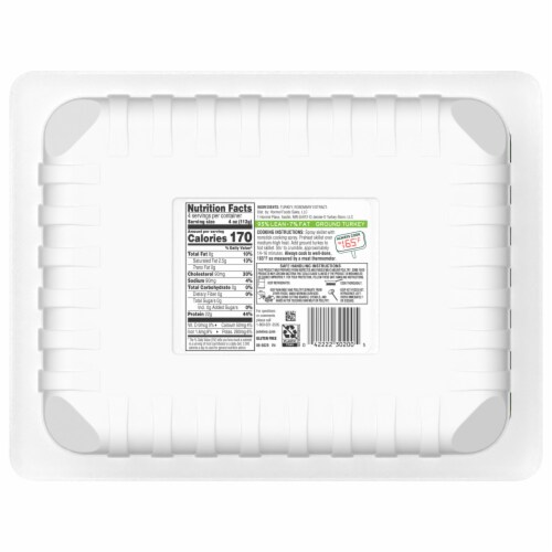 Jennie-O® Ground Turkey 93% Lean / 7% Fat - 1 Lb. Tray Perspective: back