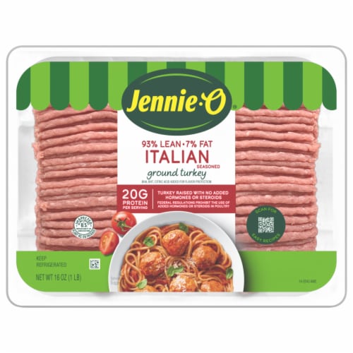Jennie-O® Italian Seasoned Ground Turkey - 1 Lb. Tray Perspective: back