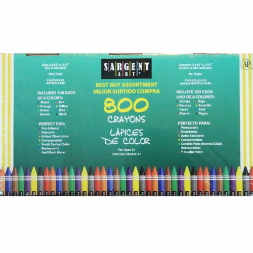 Sargent Art Best Buy Crayon 800 Assortment Std Crayons 100Ea Color 553280 Perspective: back