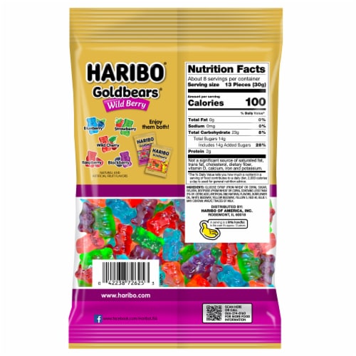 Haribo® Goldbears® Wild Berry Gummi Candy Bag Perspective: back