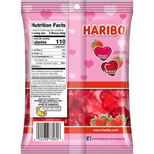 Haribo® Sweet & Sour Hearts Gummy Valentine's Candy Perspective: back