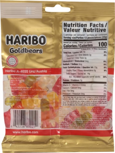 Haribo Gold Bears Gummy Candy Bag Perspective: back