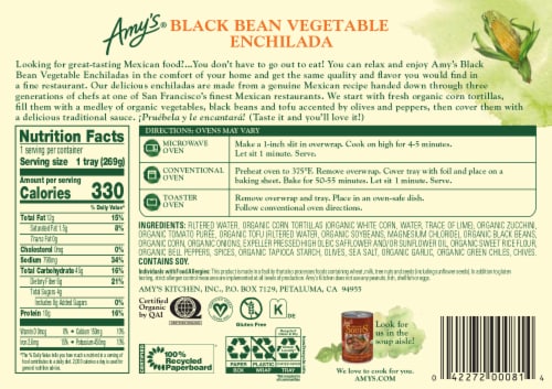 Amy's® Black Bean Vegetable Frozen Enchilada Perspective: back