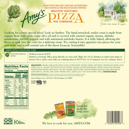 Amy's® Roasted Vegetable No Cheese Frozen Pizza Perspective: back