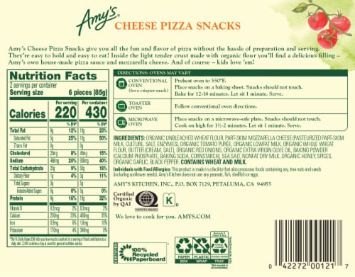Amy's® Cheese Pizza Snacks Perspective: back