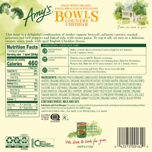 Amy's® Country Cheddar Bowl Frozen Meal Perspective: back