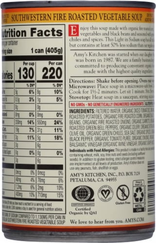Amy's® Organic Light in Sodium Fire Roasted Southwestern Vegetable Soup Perspective: back