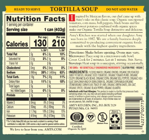 Amy's Organic Tortilla Soup Perspective: back