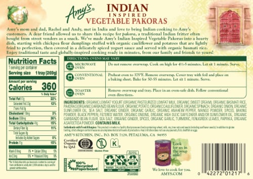 Amy's® Indian Vegetable Pakoras Frozen Meal Perspective: back
