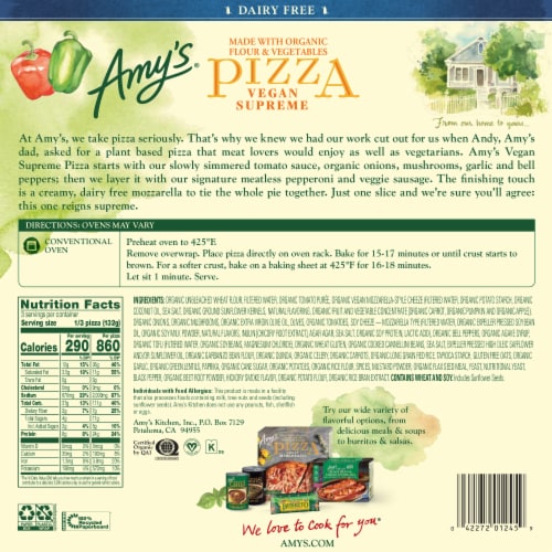 Amy's® Vegan Supreme Frozen Pizza Perspective: back