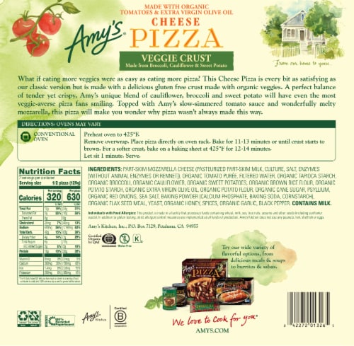 Amy's Cheese Gluten Free Veggie Crust Personal Frozen Pizza Perspective: back