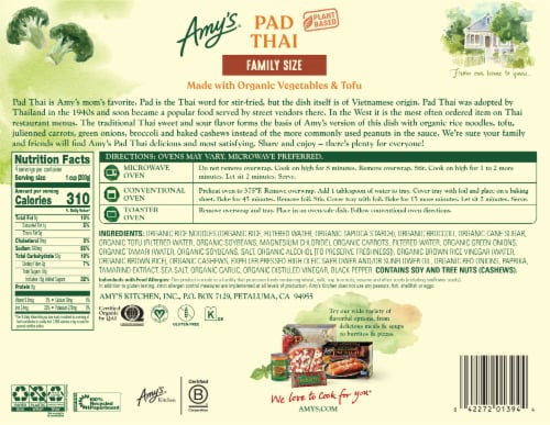 Amy's® Kitchen Family Size Pad Thai Frozen Entree Perspective: back