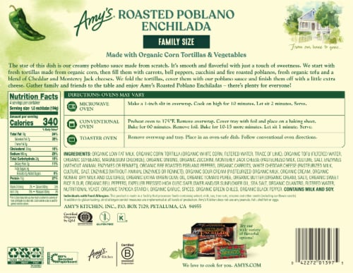 Amy's® Roasted Poblano Enchilada Family Size Frozen Meal Perspective: back