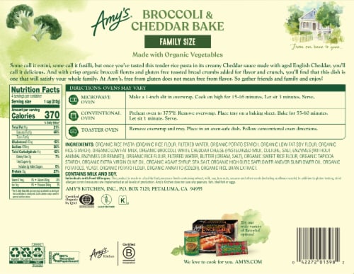 Amy's® Family Sized Broccoli & Cheddar Bake Perspective: back