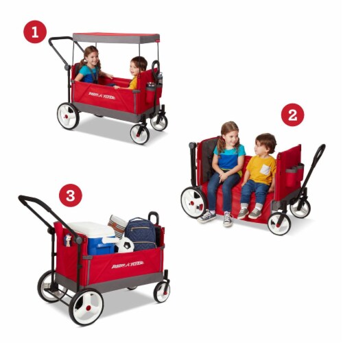 Radio Flyer Convertible Stroll N Wagon with Push and Pull Handle, Red