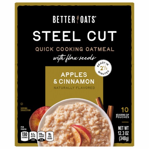 Better Oats Steel Cut Apples and Cinnamon Oatmeal with Flax Seeds Perspective: back