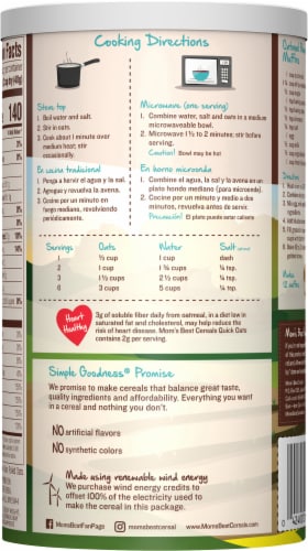 Mom's Best® Quick Oats Perspective: back