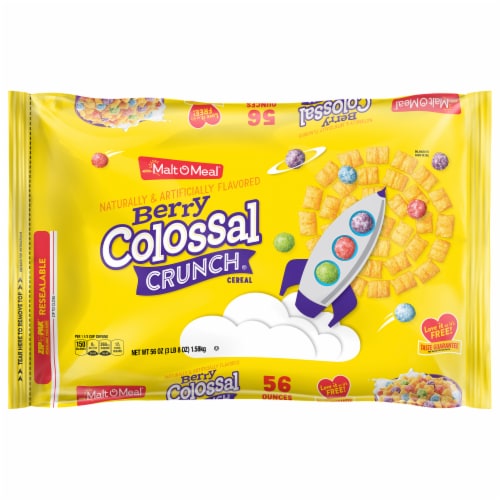 Malt-O-Meal Berry Colossal Crunch Giant Size Bag Cereal Perspective: back