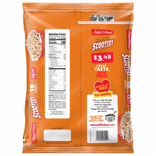 Malt-O-Meal® Honey Nut Scooters® Bag Cereal Perspective: back