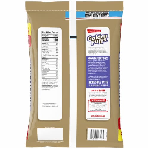 Malt-O-Meal Golden Puffs Bag Cereal Perspective: back