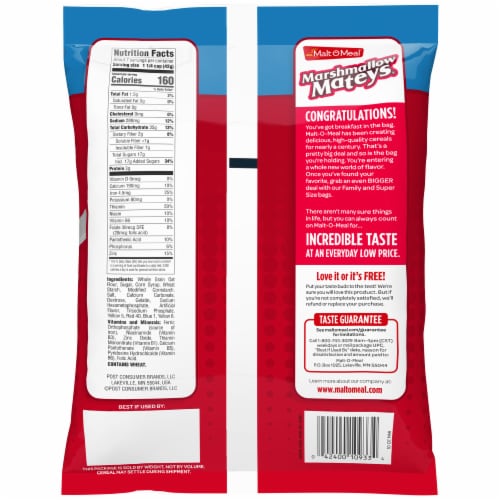 Malt-O-Meal Marshmallow Mateys Cereal Perspective: back
