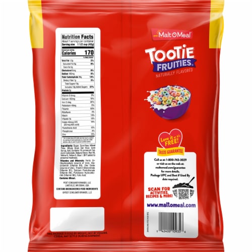 Malt-O-Meal® Tootie Fruities® Cereal Perspective: back