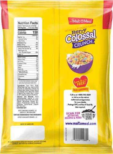 Malt-O-Meal Berry Colossal Crunch Cereal Perspective: back