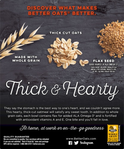 Better Oats® Thick & Hearty Maple & Brown Sugar Instant Oatmeal Perspective: back