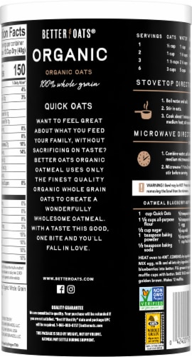 Better Oats® Organic Whole Grain Quick Oats Perspective: back