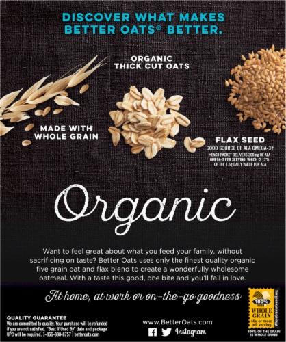 Better Oats Organic Bare Instant Multigrain Hot Cereal 8 Count Perspective: back