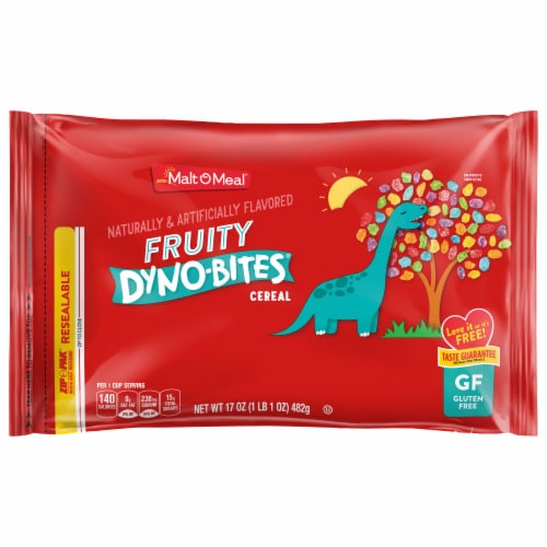 Malt O Meal Fruity Dyno-Bites Bag Cereal Perspective: back