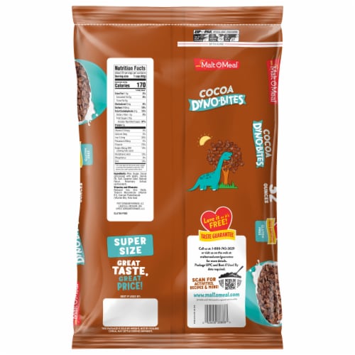 Malt-O-Meal Cocoa Dyno-Bite Family Size Bag Cereal Perspective: back