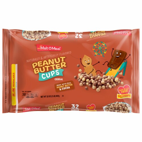 Malt-O-Meal Peanut Butter Cups Family Size Bag Cereal Perspective: back
