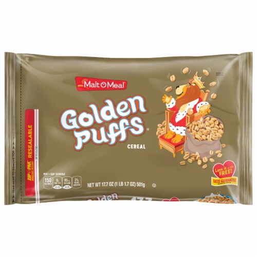 Malt-O-Meal Golden Puffs Bag Cereal Perspective: back