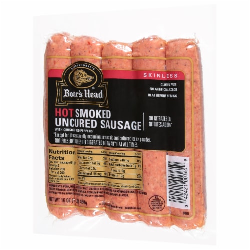 Boar's Head Hot Smoked Uncured Sausage Perspective: back